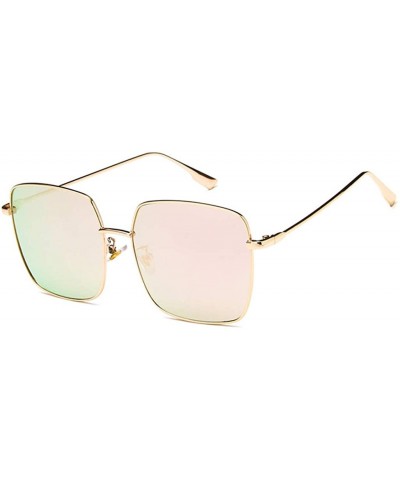 Square Unisex Sunglasses Fashion Gold Grey Drive Holiday Square Non-Polarized UV400 - Gold Pink - CI18RLTTRTH $7.40