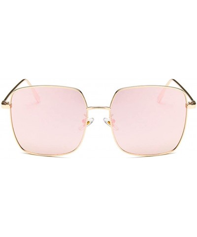 Square Unisex Sunglasses Fashion Gold Grey Drive Holiday Square Non-Polarized UV400 - Gold Pink - CI18RLTTRTH $7.40