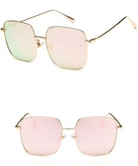 Square Unisex Sunglasses Fashion Gold Grey Drive Holiday Square Non-Polarized UV400 - Gold Pink - CI18RLTTRTH $7.40