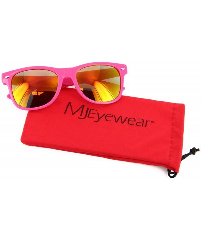 Wayfarer Men Women Sunglasses Pop Color Frame Mirror Lens Gift Box Set - Blue & Pink - CN11MLXG8VB $9.32