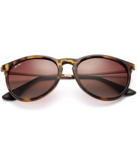 Rimless Polarized Sunglasses for Women Classic Round Style 100% UV Protection - Tortoise - Gunmetal/Brown Gradient - C01807SI...