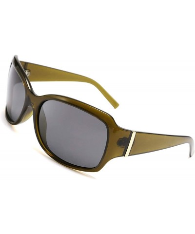 Wrap Classic Oversized Polarized Sunglasses Women Wrap Square Shades B2504 - Gark Green - CM18YOY66CW $12.53