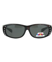 Rectangular Polarized Rhinestone Geo Pattern 55mm Rectangular Plastic Fit Over Sunglasses - Red - CT18IR3I333 $11.67