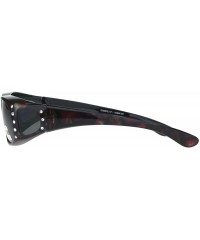 Rectangular Polarized Rhinestone Geo Pattern 55mm Rectangular Plastic Fit Over Sunglasses - Red - CT18IR3I333 $11.67