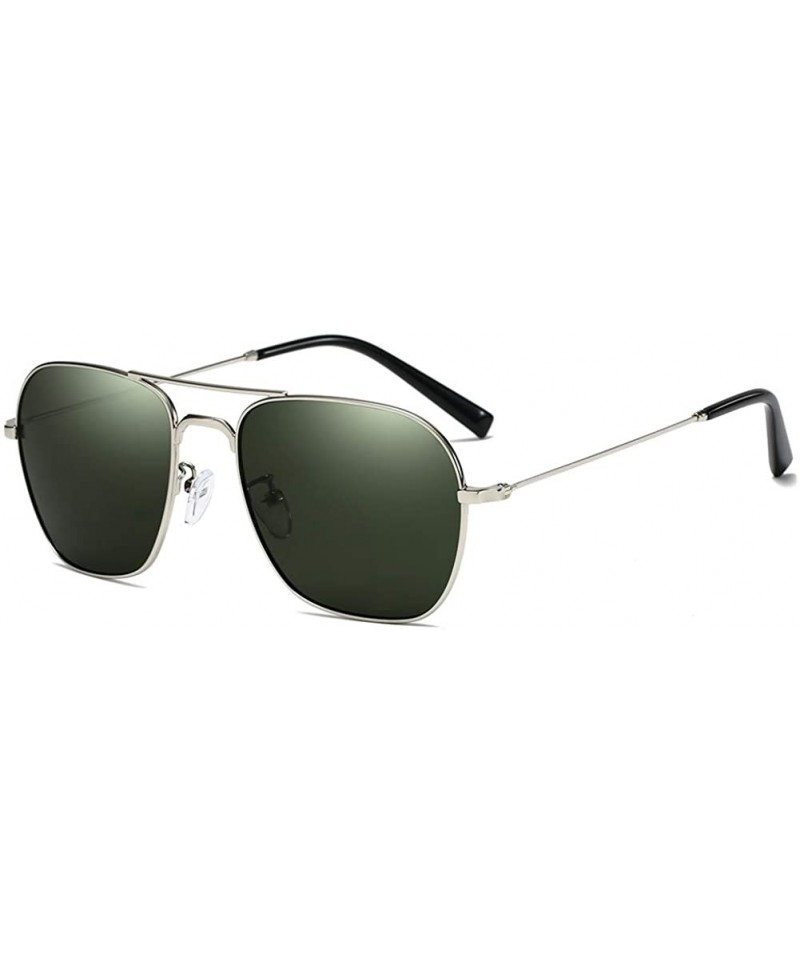 Oval Unisex Sunglasses Retro Gold Grey Drive Holiday Oval Non-Polarized UV400 - Silver Black - CG18R0R3WSU $11.94