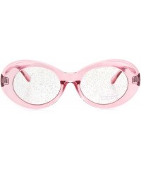 Round Womens Mod Oval Round Glitter Lens Plastic Retro Sunglasses - Pink Clear - CU18I73098T $9.54