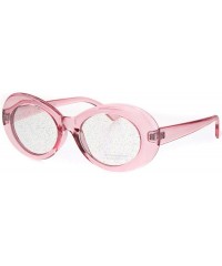 Round Womens Mod Oval Round Glitter Lens Plastic Retro Sunglasses - Pink Clear - CU18I73098T $9.54