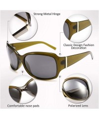 Wrap Classic Oversized Polarized Sunglasses Women Wrap Square Shades B2504 - Gark Green - CM18YOY66CW $27.57