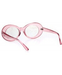 Round Womens Mod Oval Round Glitter Lens Plastic Retro Sunglasses - Pink Clear - CU18I73098T $9.54
