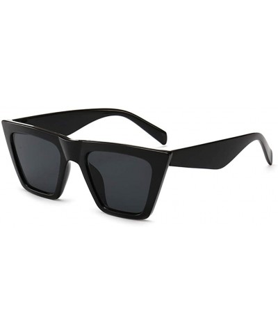 Square Vintage Small Sunglasses Retro Cateye Sunglasses for Women Men Square Frame - Black/Grey(small) - CB18R0A26MN $23.93