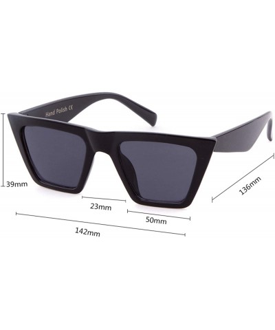 Square Vintage Small Sunglasses Retro Cateye Sunglasses for Women Men Square Frame - Black/Grey(small) - CB18R0A26MN $11.81