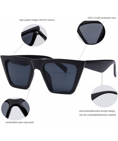 Square Vintage Small Sunglasses Retro Cateye Sunglasses for Women Men Square Frame - Black/Grey(small) - CB18R0A26MN $11.81