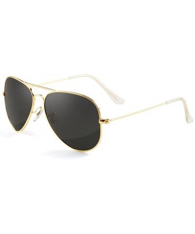 Aviator Polarized Classic Aviator Shaped Sunglasses Lightweight Style for Men Women - Gold Frame / Black Lens - C41850N0AGX $...