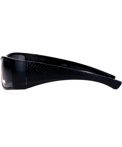 Sport Antiglare Polarized Lens Mens Sport Plastic Warp Sunglasses - All Black - CX1208ILXA5 $12.55