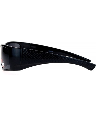 Sport Antiglare Polarized Lens Mens Sport Plastic Warp Sunglasses - All Black - CX1208ILXA5 $23.57