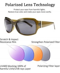 Wrap Classic Oversized Polarized Sunglasses Women Wrap Square Shades B2504 - Gark Green - CM18YOY66CW $27.57