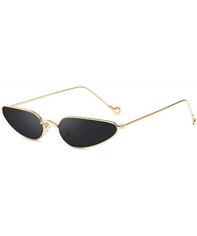 Square Vintage Small Cat Eye Sunglasses Metal Frame Candy Colors Eyeglass - Gold Gray - CP18NKZI955 $8.90