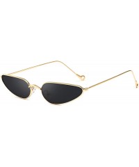 Square Vintage Small Cat Eye Sunglasses Metal Frame Candy Colors Eyeglass - Gold Gray - CP18NKZI955 $8.90