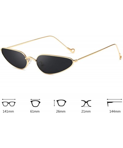 Square Vintage Small Cat Eye Sunglasses Metal Frame Candy Colors Eyeglass - Gold Gray - CP18NKZI955 $8.90