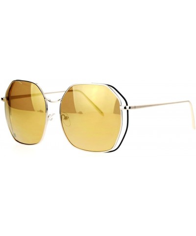 Square Womens Chic Designer Sunglasses Square Octagon Metal Frame UV 400 - Gold - CN12EWH5UYT $14.16