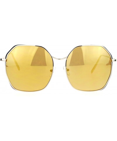 Square Womens Chic Designer Sunglasses Square Octagon Metal Frame UV 400 - Gold - CN12EWH5UYT $14.16