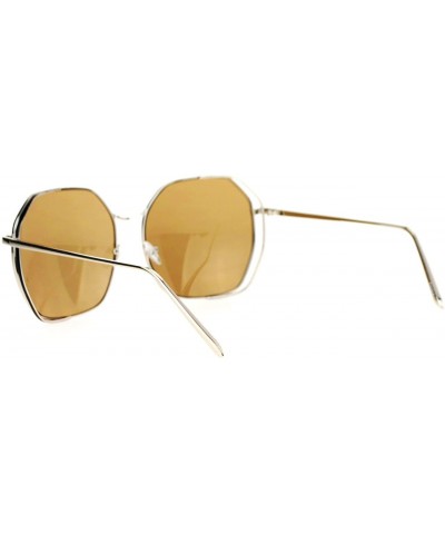 Square Womens Chic Designer Sunglasses Square Octagon Metal Frame UV 400 - Gold - CN12EWH5UYT $14.16