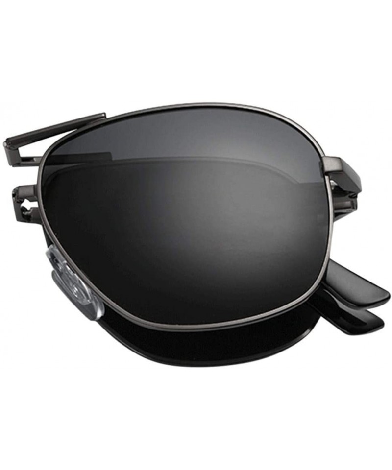 Rectangular Unisex Summer Polarized Folding Eyebrow Pencil Sunglasses Fashion Glasses Aviation Luxury Accessory (Silver) - CO...
