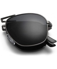 Rectangular Unisex Summer Polarized Folding Eyebrow Pencil Sunglasses Fashion Glasses Aviation Luxury Accessory (Silver) - CO...