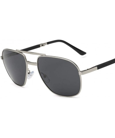 Rectangular Unisex Summer Polarized Folding Eyebrow Pencil Sunglasses Fashion Glasses Aviation Luxury Accessory (Silver) - CO...
