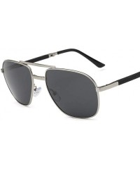 Rectangular Unisex Summer Polarized Folding Eyebrow Pencil Sunglasses Fashion Glasses Aviation Luxury Accessory (Silver) - CO...