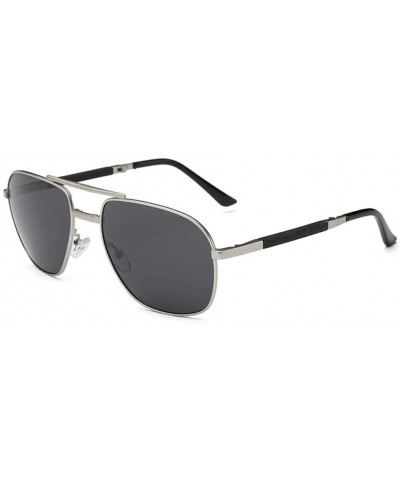 Rectangular Unisex Summer Polarized Folding Eyebrow Pencil Sunglasses Fashion Glasses Aviation Luxury Accessory (Silver) - CO...