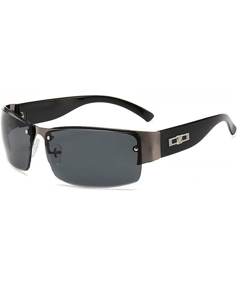 Oval Women Sport Sunglasses Oval semi-rimless Sunglasses Driving Cycling and Running Sunglasses - Grey Frame/Grey Lens - CB18...