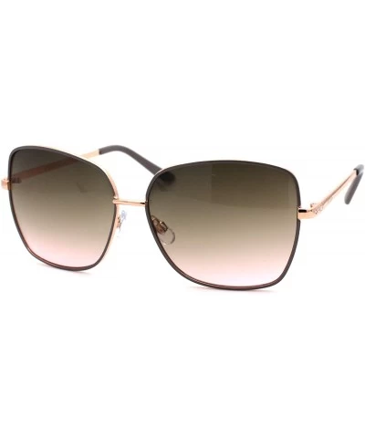 Rectangular Womens Rectangular Metal Rim Butterfly Chic Sunglasses - Gold Grey Brown Pink - CT18W5UTZ88 $23.99