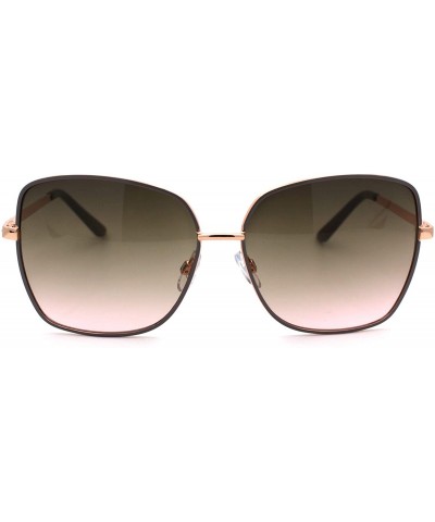 Rectangular Womens Rectangular Metal Rim Butterfly Chic Sunglasses - Gold Grey Brown Pink - CT18W5UTZ88 $15.15
