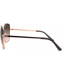 Rectangular Womens Rectangular Metal Rim Butterfly Chic Sunglasses - Gold Grey Brown Pink - CT18W5UTZ88 $15.15