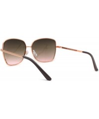 Rectangular Womens Rectangular Metal Rim Butterfly Chic Sunglasses - Gold Grey Brown Pink - CT18W5UTZ88 $15.15