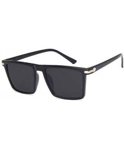 Rectangular Unisex Sunglasses Fashion Bright Black Grey Drive Holiday Rectangle Non-Polarized UV400 - Bright Black Grey - CE1...