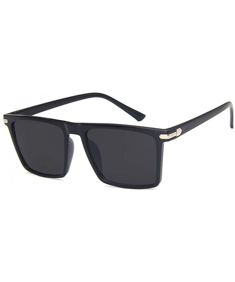 Unisex Sunglasses Fashion Bright Black Grey Drive Holiday Rectangle Non- Polarized UV400 - Bright Black Grey - CE18RLSMITG