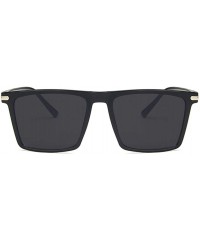 Rectangular Unisex Sunglasses Fashion Bright Black Grey Drive Holiday Rectangle Non-Polarized UV400 - Bright Black Grey - CE1...