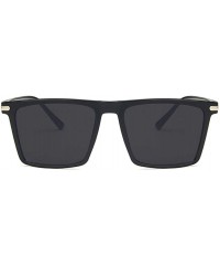 Rectangular Unisex Sunglasses Fashion Bright Black Grey Drive Holiday Rectangle Non-Polarized UV400 - Bright Black Grey - CE1...