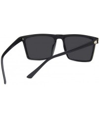 Rectangular Unisex Sunglasses Fashion Bright Black Grey Drive Holiday Rectangle Non-Polarized UV400 - Bright Black Grey - CE1...