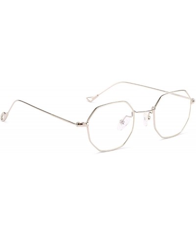 Rectangular Polarized Sunglasses Octagonal Protection Festival - Silver Flat Glasses - CS18TOI02LN $34.20