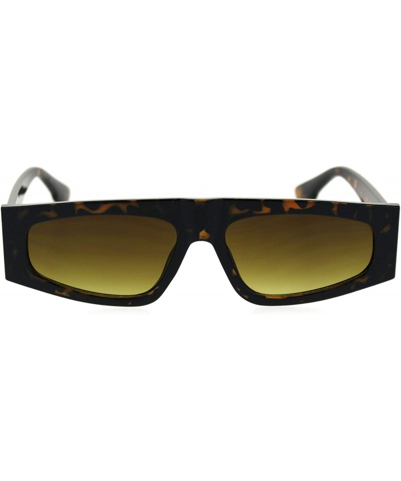 Rectangular Flat Top Narrow Rectangular Hippie Pimp Retro Sunglasses - Tortoise Brown - CL18S4DYG6C $9.85