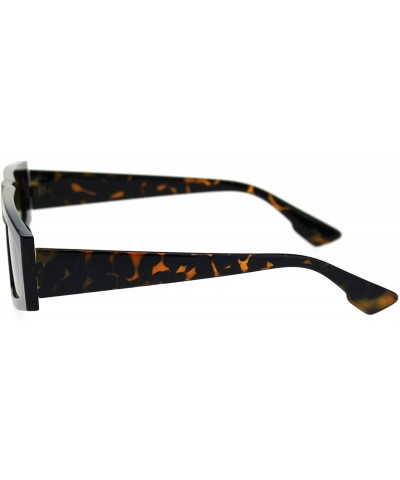 Rectangular Flat Top Narrow Rectangular Hippie Pimp Retro Sunglasses - Tortoise Brown - CL18S4DYG6C $9.85