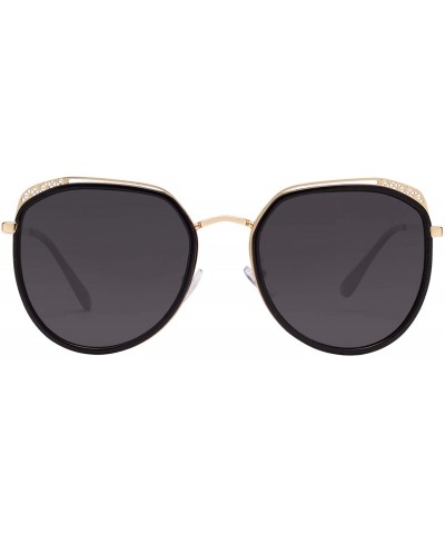 Oversized Fashion Gradient Lenses Metal Hollow-carved Design Sunglasses for Women 1995 - Black - CL18QWEUWH7 $11.66
