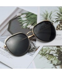 Oversized Fashion Gradient Lenses Metal Hollow-carved Design Sunglasses for Women 1995 - Black - CL18QWEUWH7 $26.86