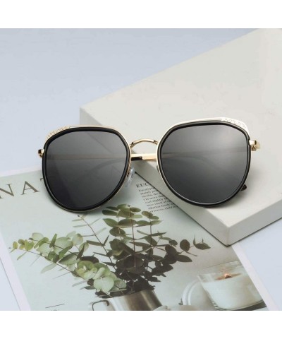 Oversized Fashion Gradient Lenses Metal Hollow-carved Design Sunglasses for Women 1995 - Black - CL18QWEUWH7 $11.66