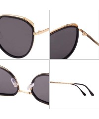 Oversized Fashion Gradient Lenses Metal Hollow-carved Design Sunglasses for Women 1995 - Black - CL18QWEUWH7 $26.86