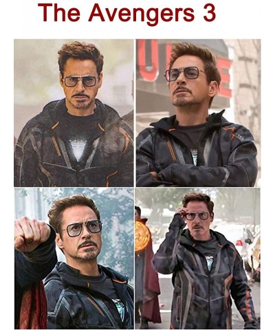 Square Retro Pilot Sunglasses Square Metal Frame for Men Women Sunglasses Classic Downey Tony Stark Gradient Lens - CU18SGKUL...