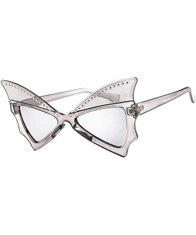 Oversized New Women Men Vintage Bat Shape Rivet Sunglasses Unisex Fashion Sunglasses Eyewear - B - CY18SX3AYX8 $14.93